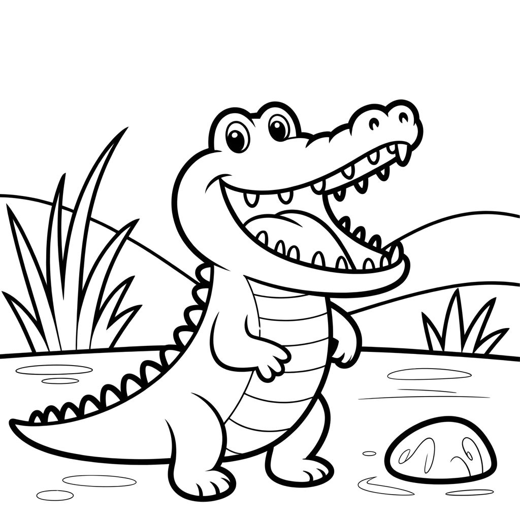 coloriage crocodile mignon