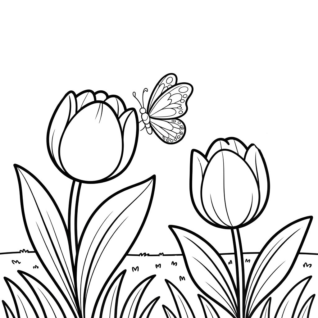 coloriage de tulipe