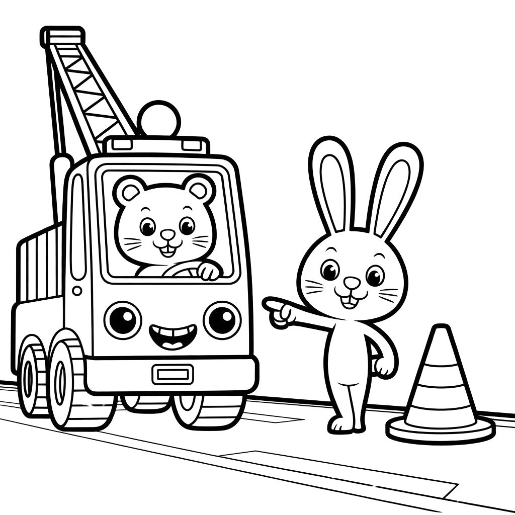 coloriage camion grue à imprimer