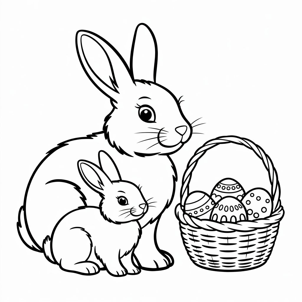dessin de lapin de pâques facile