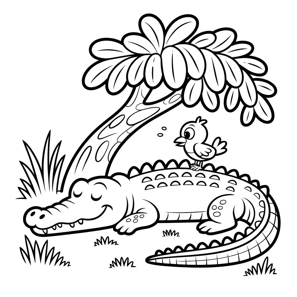 coloriage crocodile rigolo