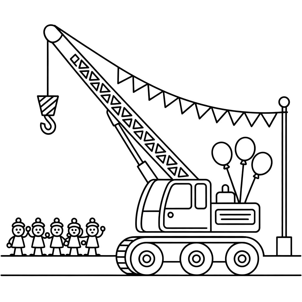 coloriage de grue de chantier