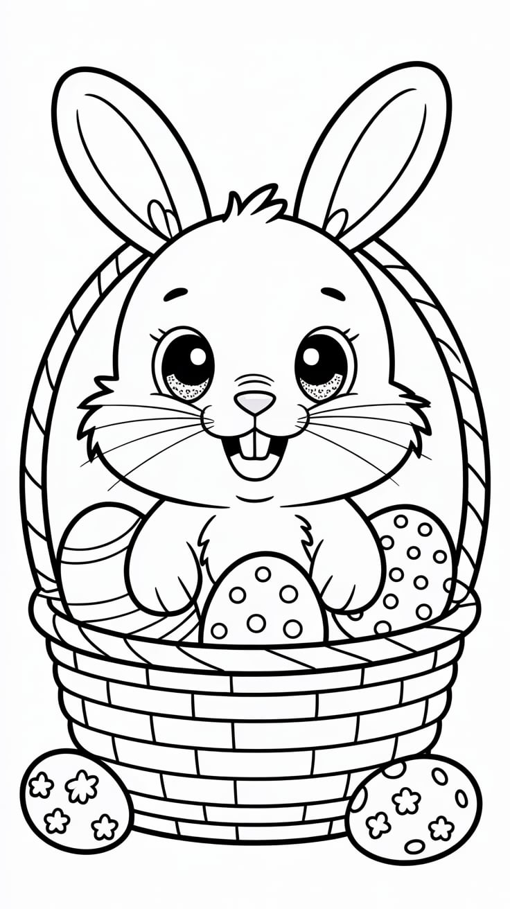 dessin de lapin de pâques à colorier