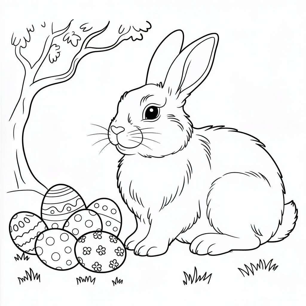coloriage lapin de pâques