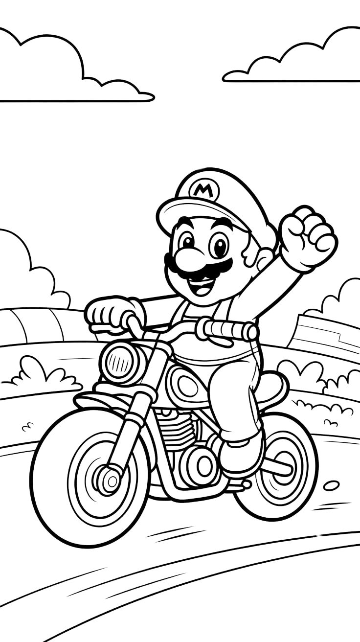 coloriage mario kart moto