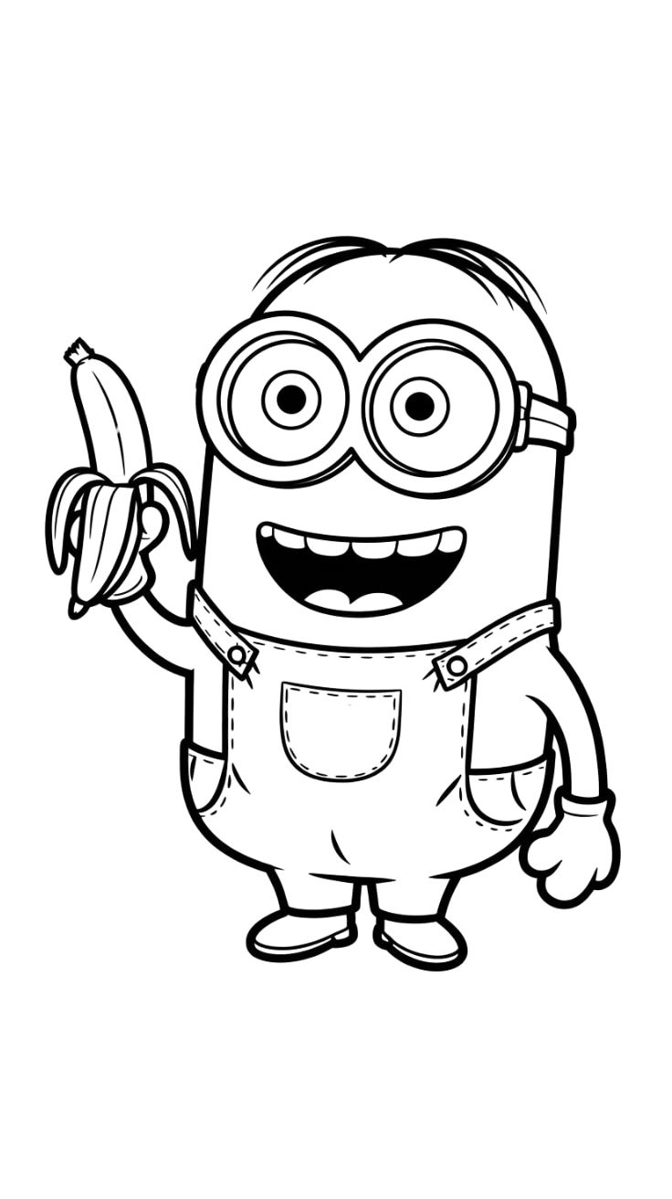 Coloriage Minion Stuart et une Banane