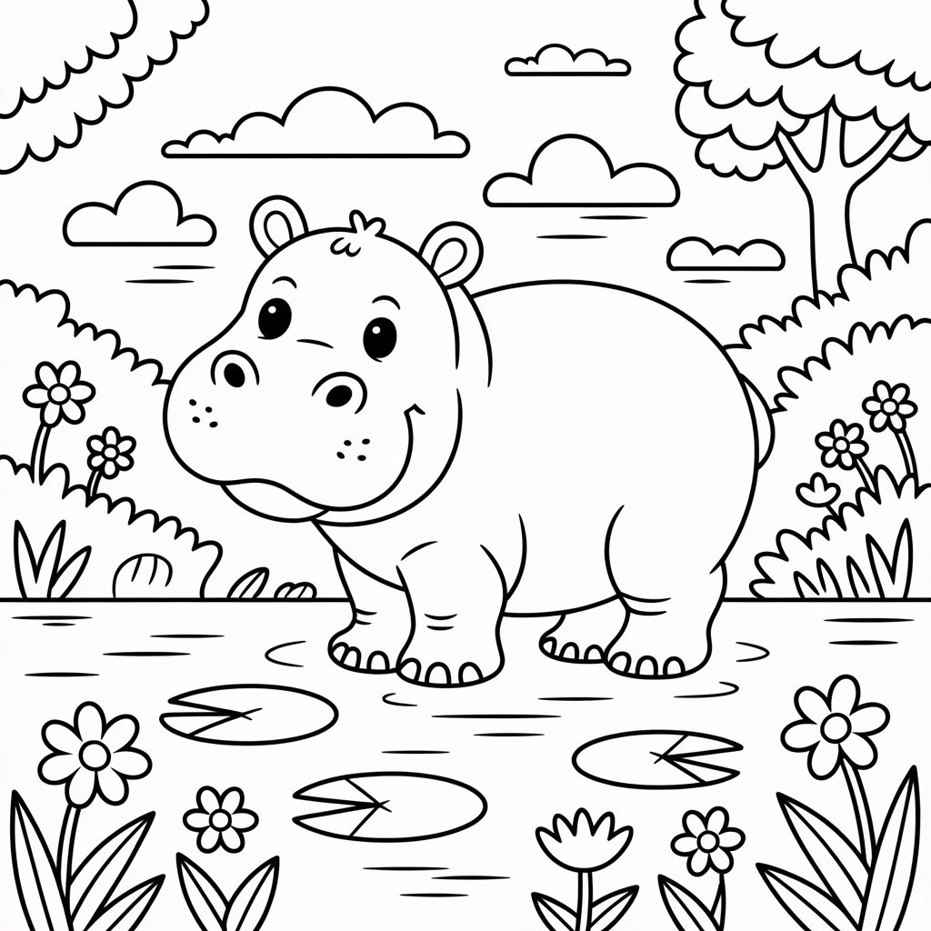 dessin animé hippopotame