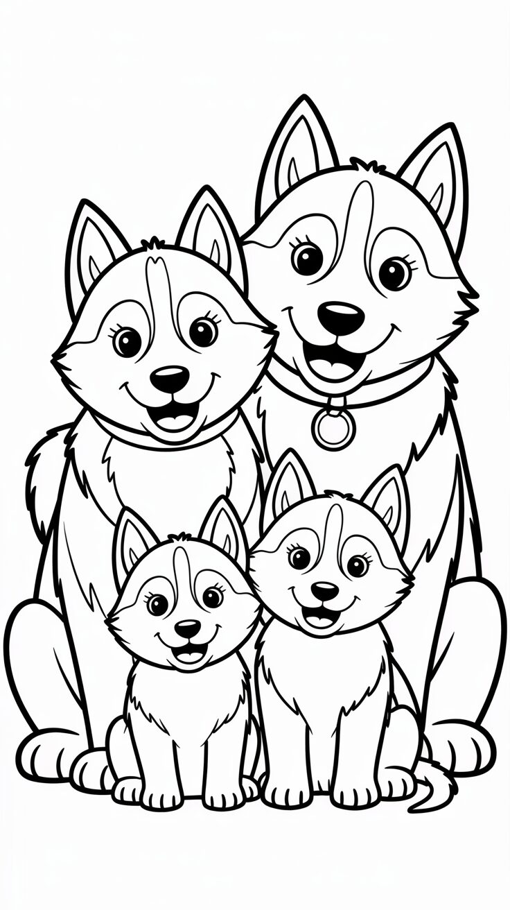 coloriage husky à imprimer