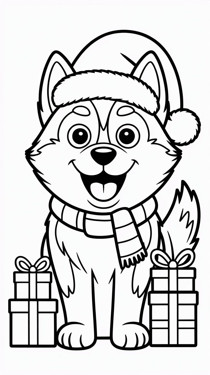 coloriage de chien husky