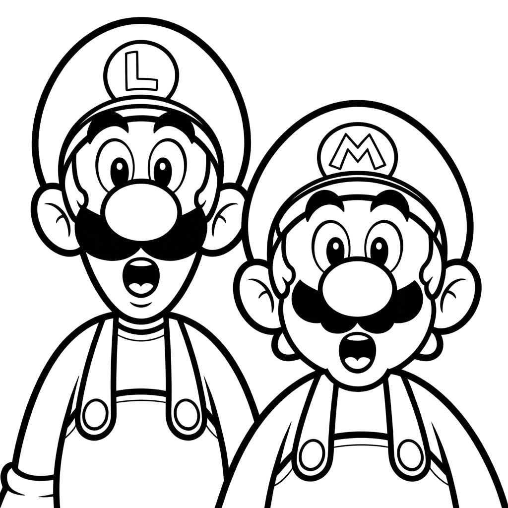 mario et luigi coloriage