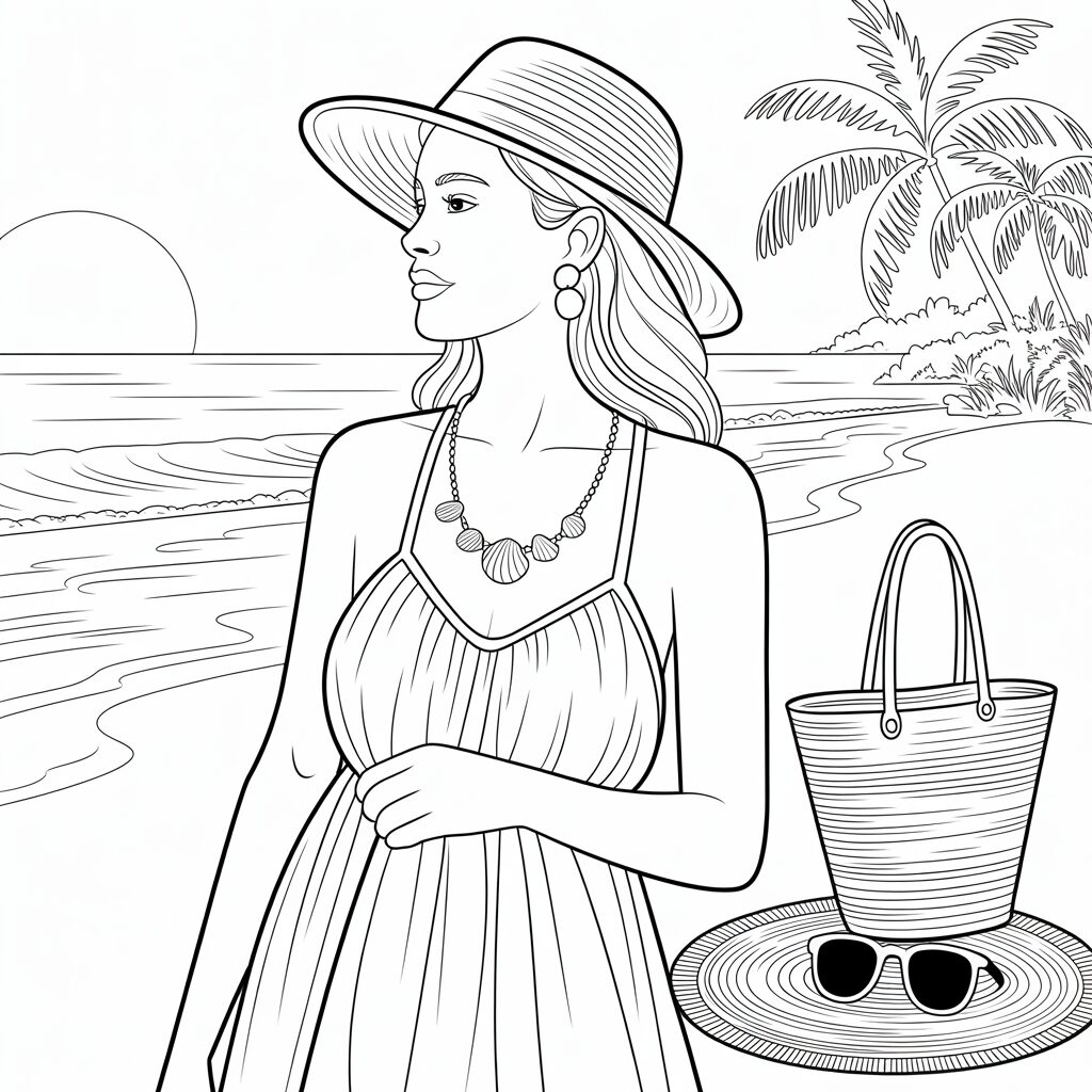 dessin palmier plage