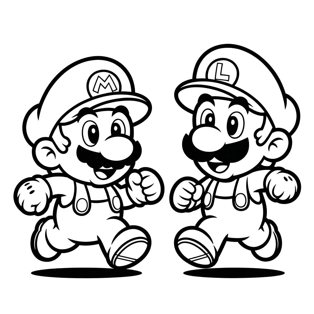 luigi et mario coloriage