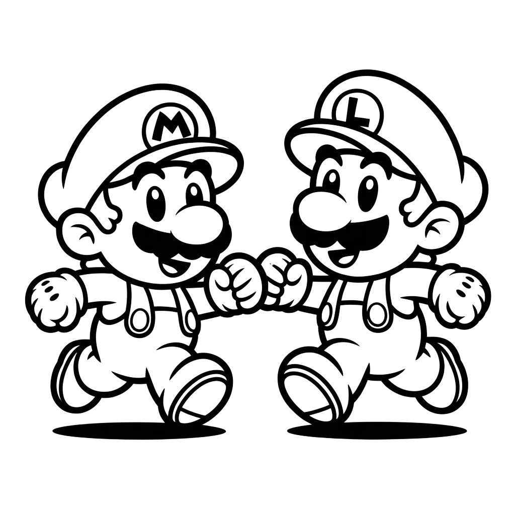 coloriage de mario et luigi