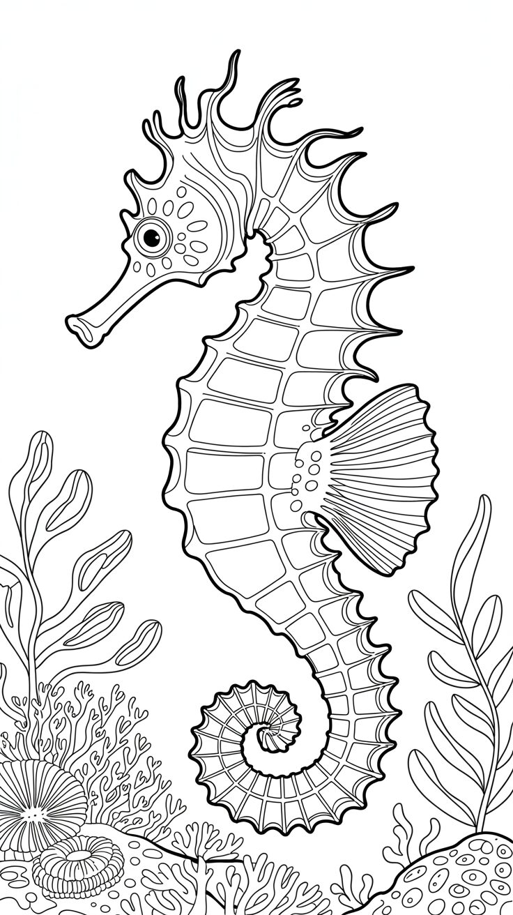 hippocampe dessin simple