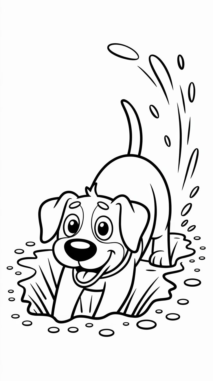 Coloriage chien qui creuse