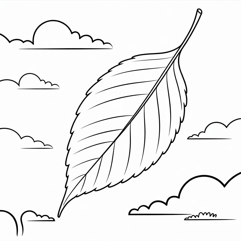 Coloriage grande feuille tombante