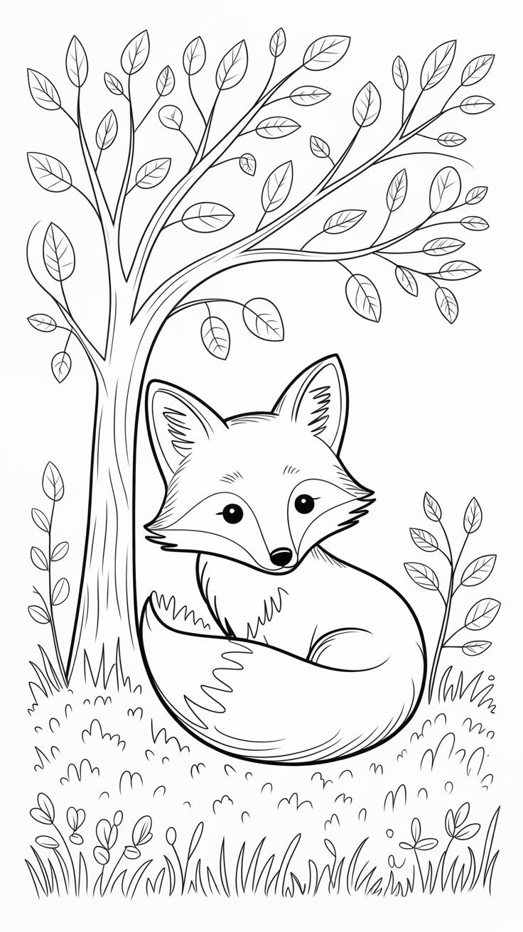 Coloriage renard endormi