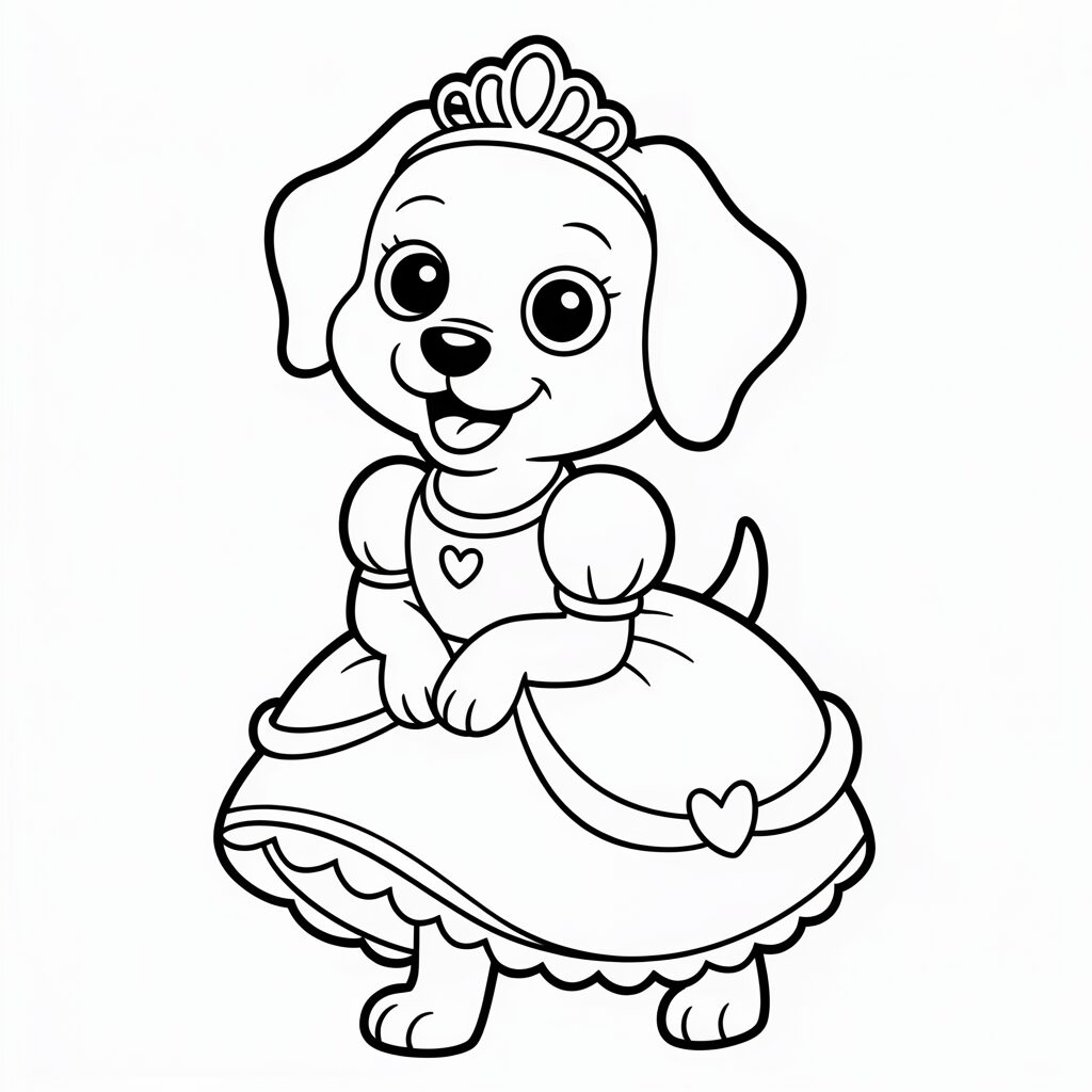 Page de coloriage chien princesse