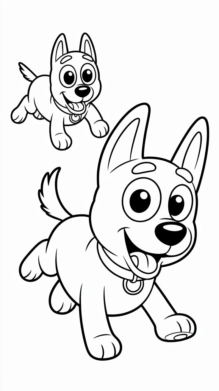 Coloriage chiens en train de courir