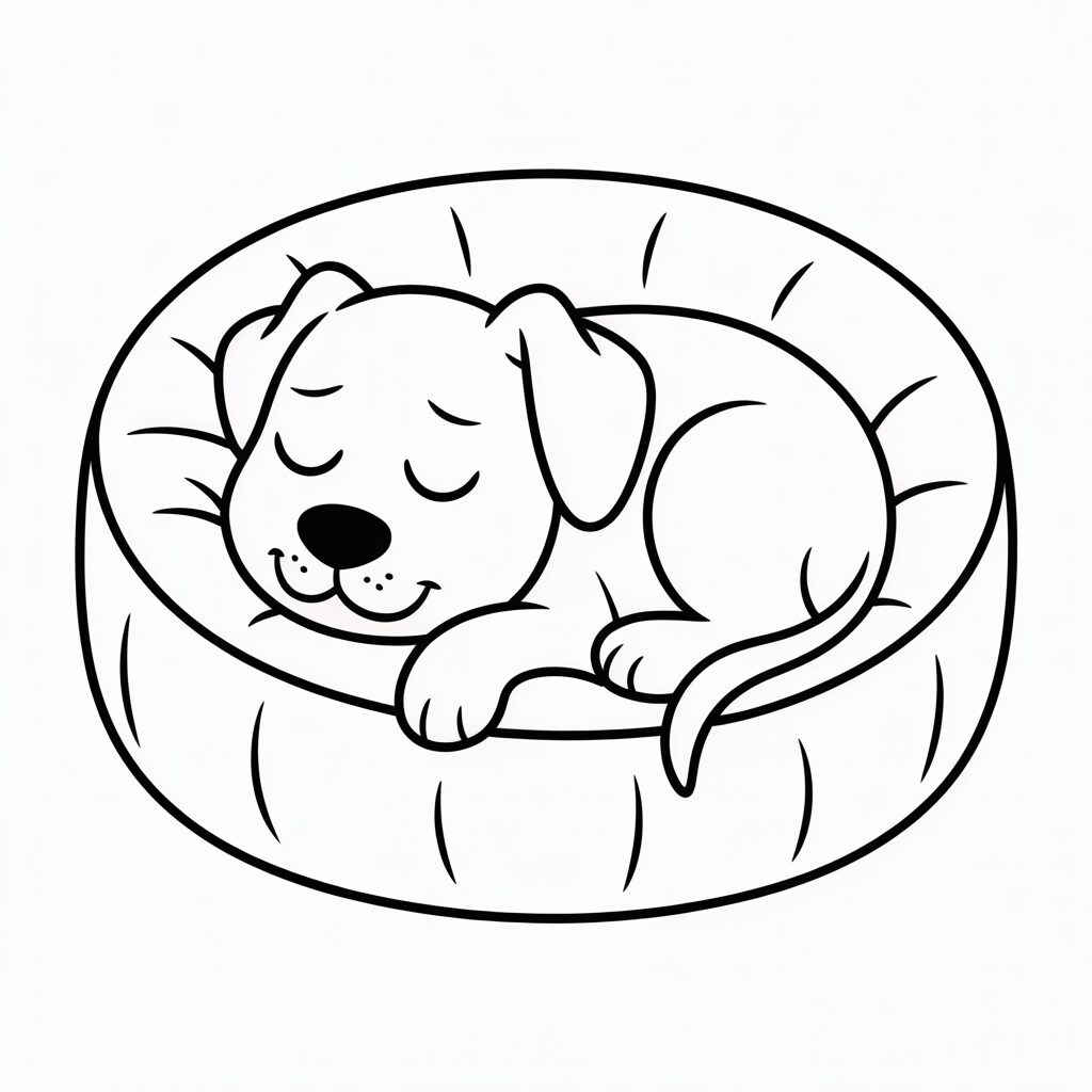 Page de coloriage chien en train de dormi