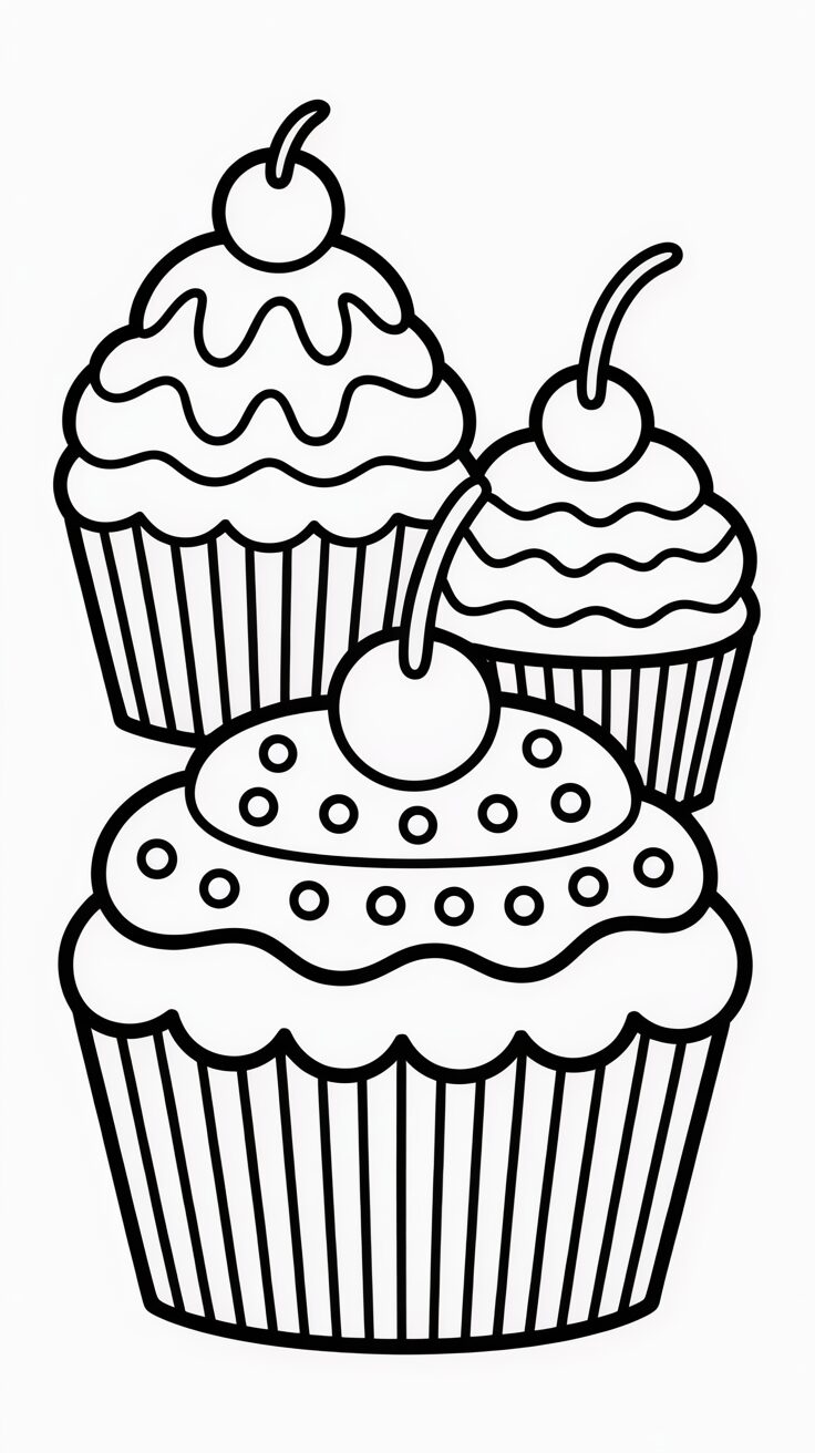 Cupcakes coloriage