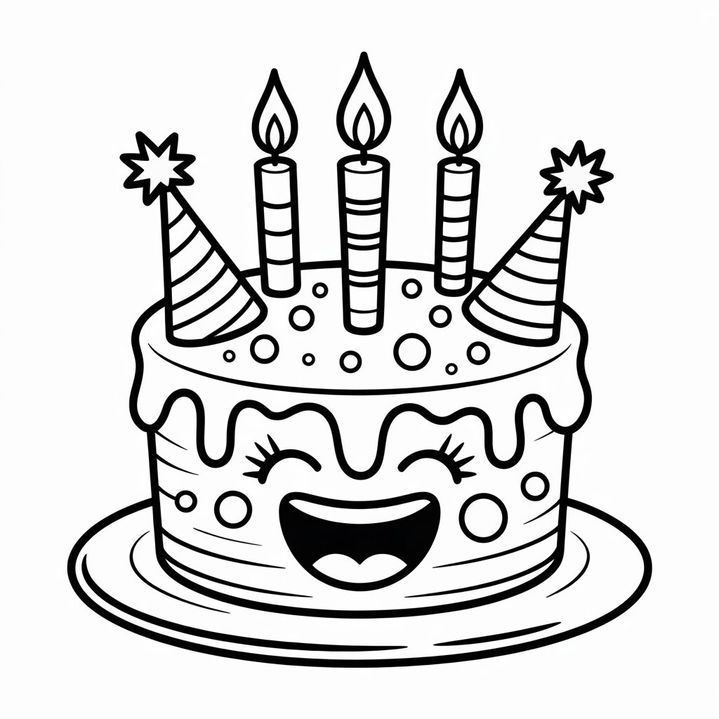 Gâteau d’anniversaire avec bougies Coloriage gâteau
