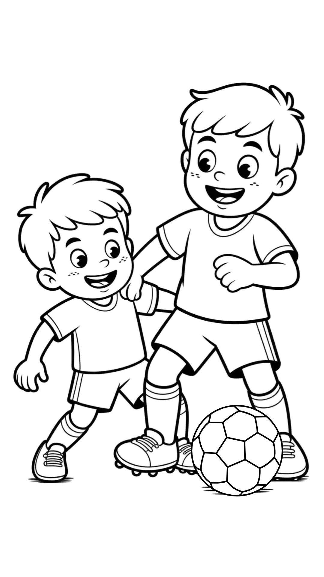 Télécharger le coloriage Deux garçons se disputent le ballon gratuit