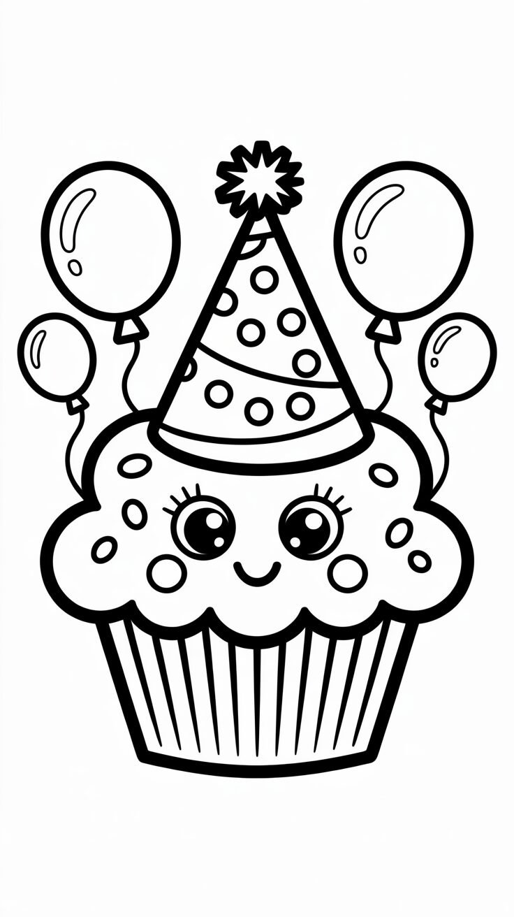 coloriage Cupcakes anniversaire