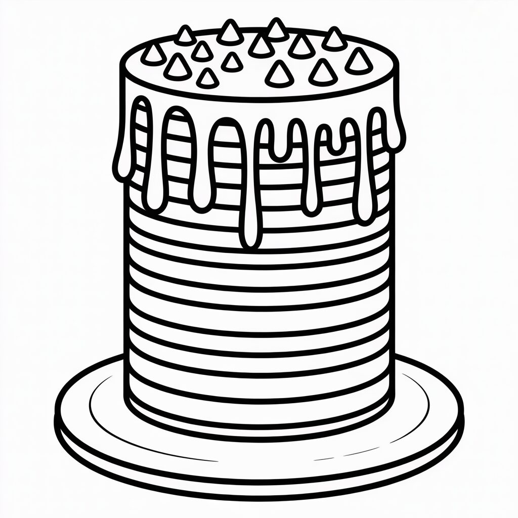 coloriage Gâteau arc-en-ciel multicouche