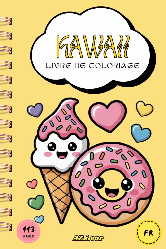 Livre de coloriage Kawaii avec 113 pages
