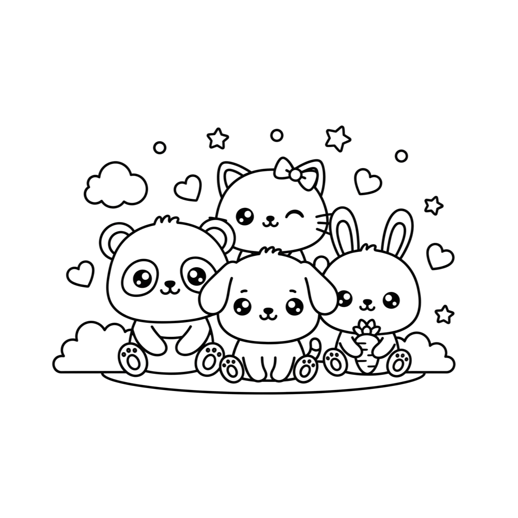 coloriage animaux kawaii et mignons