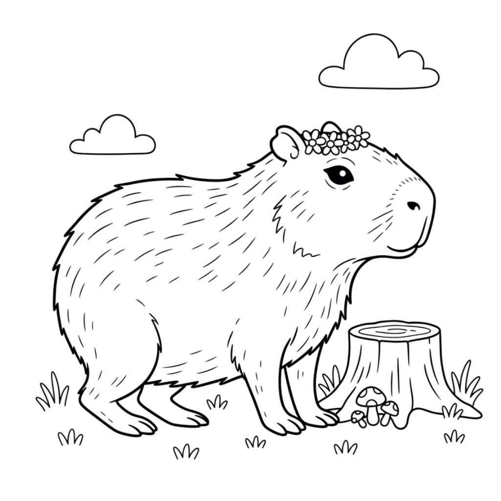 coloriage capybara mignon