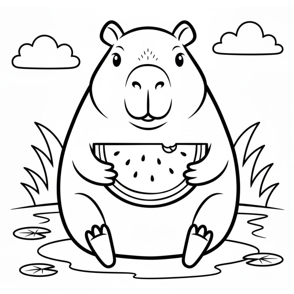 joli coloriage de capybara