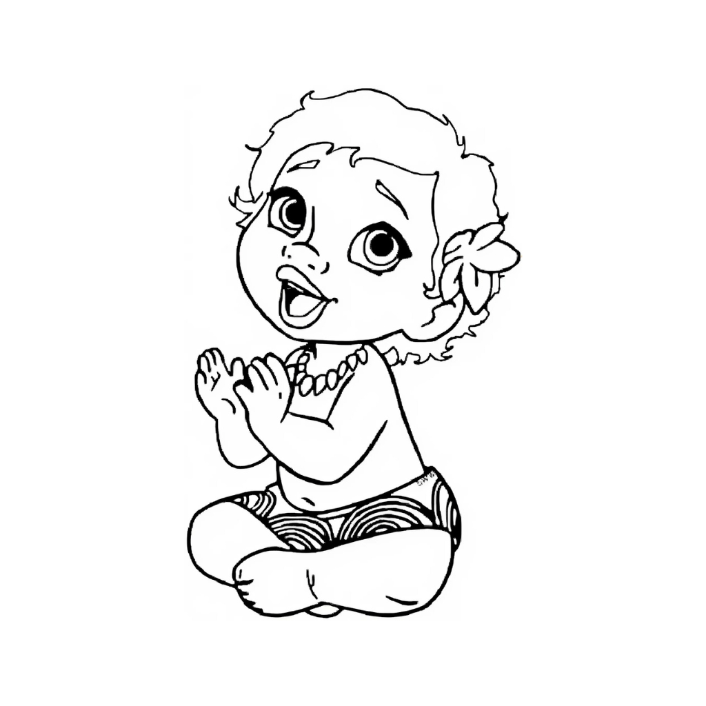 Coloriage Baby Moana assise