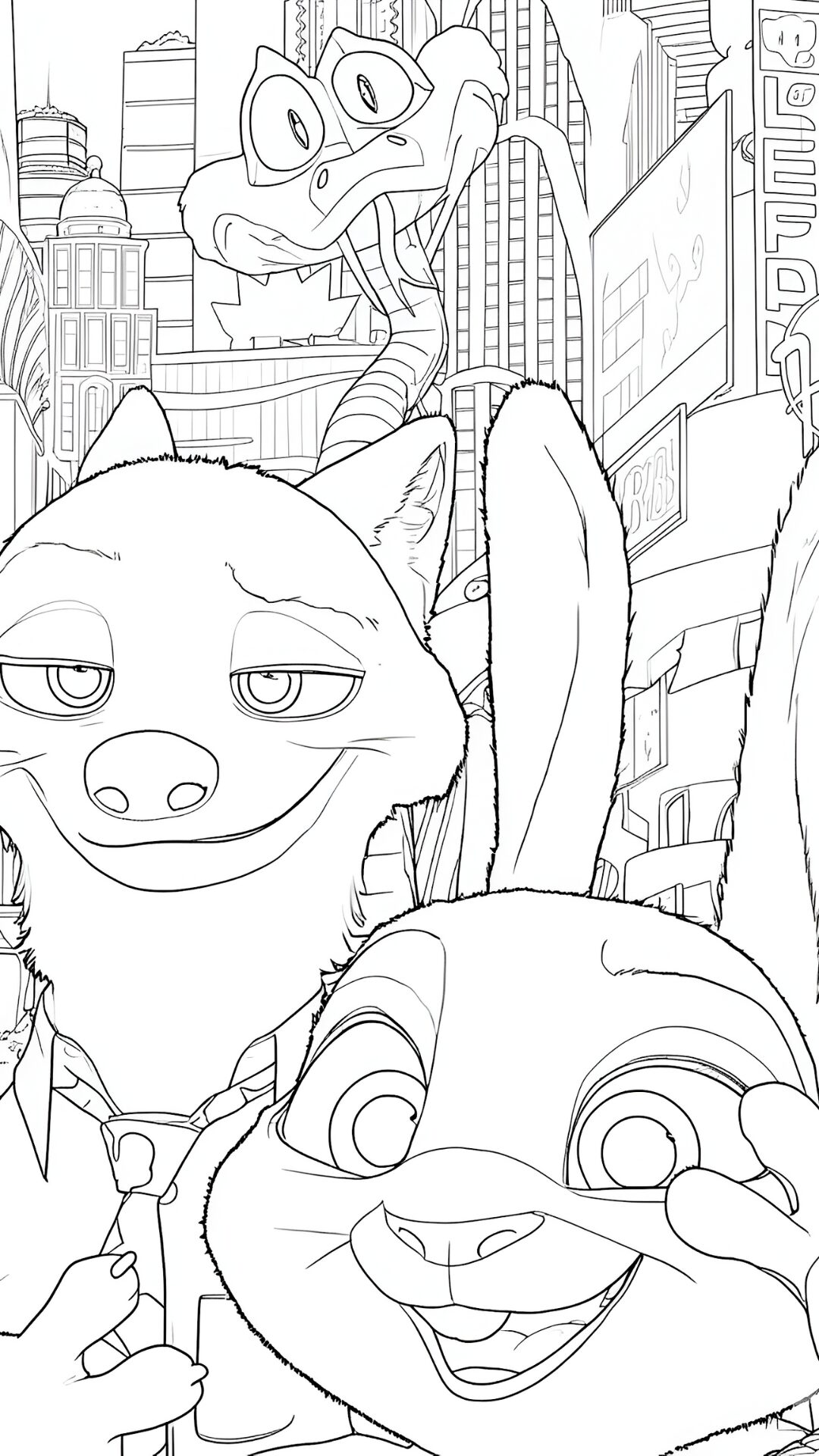 Coloriage de Nick et Judy