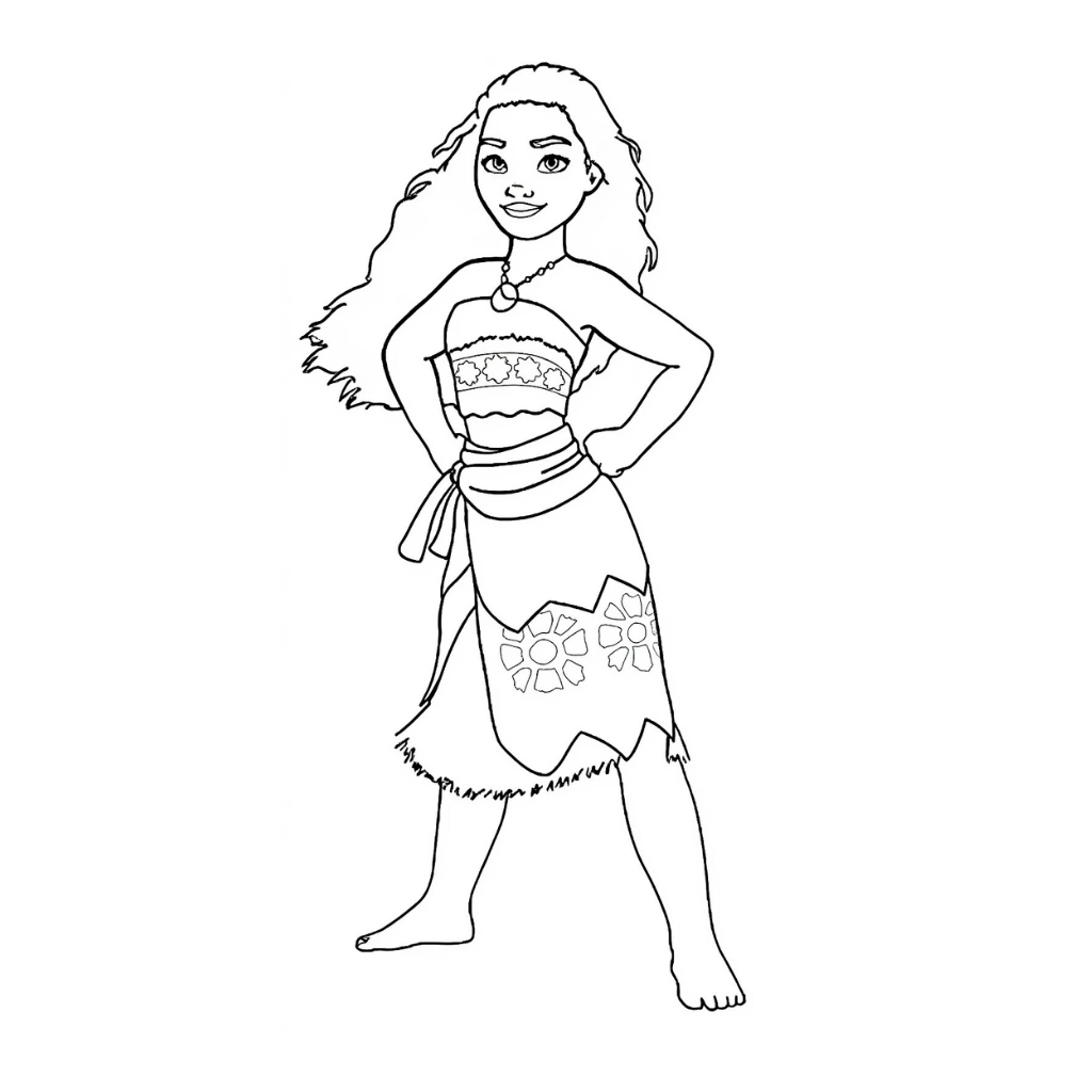 Coloriage Moana debout avec assurance