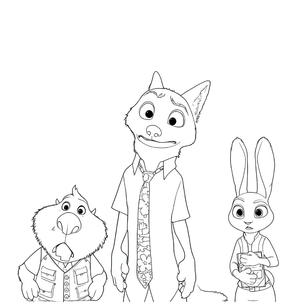 Nick, Judy et Nibbles debout côte à côte